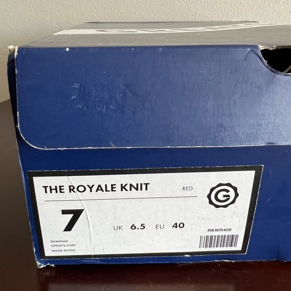 The‎ Greats Royal Knit Sneakers White Red Men’s Size 7/ Women’s 8.5